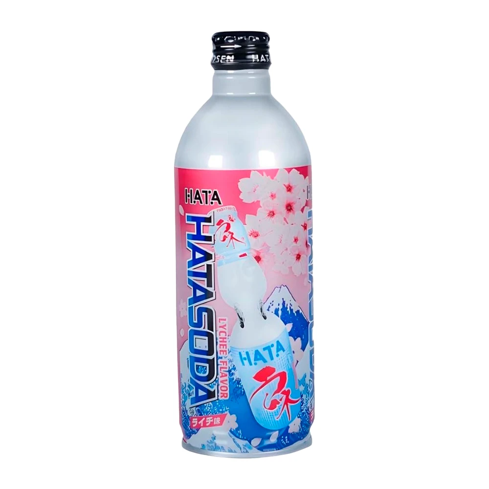 Refrigerante Japonês Ramune Lychee Garrafa de Alumínio 500Ml