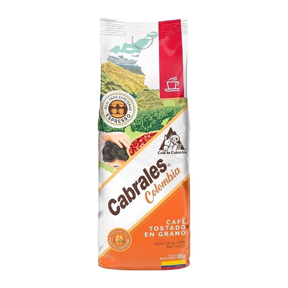 Café Cabrales Colombia Tostado em Grão Pacote 1Kg