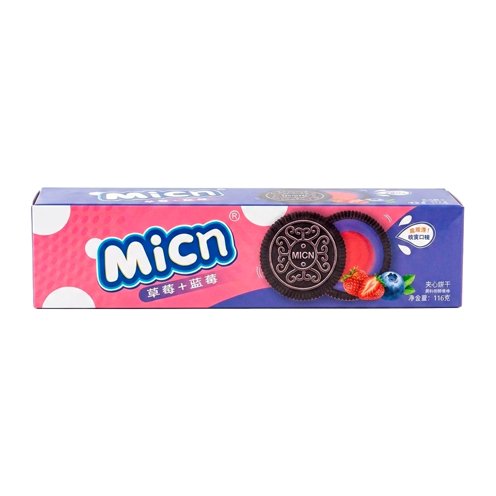 Biscoito Micn Recheio de Mirtilo Com Morango Caixa 116G