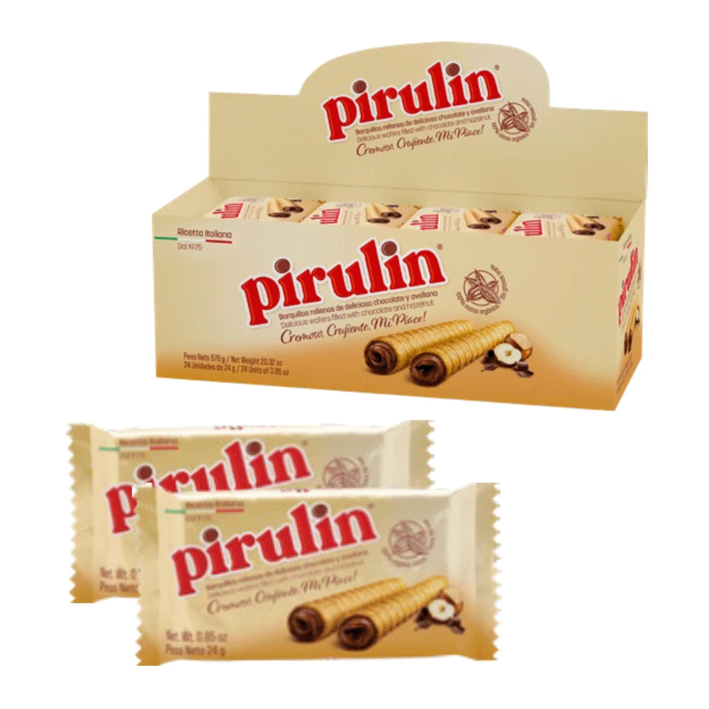 Canudinho Wafer Crocante Pirulin Avelã e Chocolate Unidade 24G