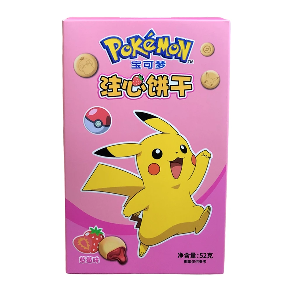 BIscoitos Pokemon Recheado De Morango Caixa 52G