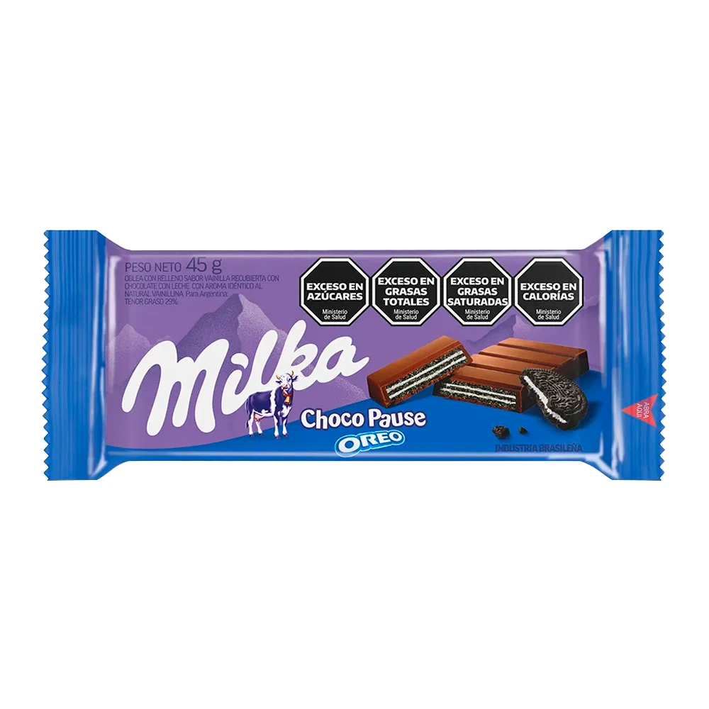 Wafer Milka Choco Pause banhado chocolate ao leite recheio de oreo 45g