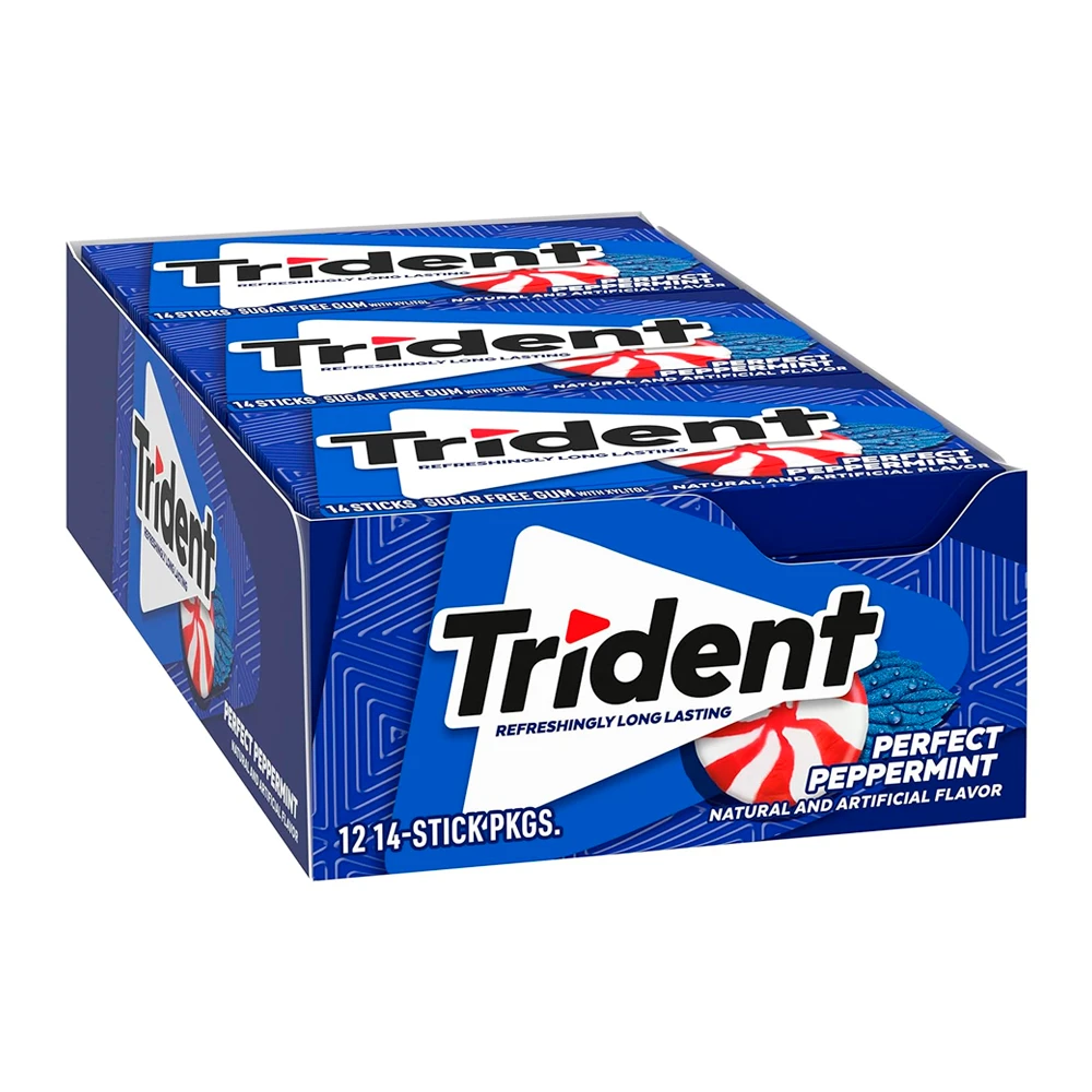 Chicletes Trident Americano Perfect Peppermint Sem Açúcar Caixa 12X30G