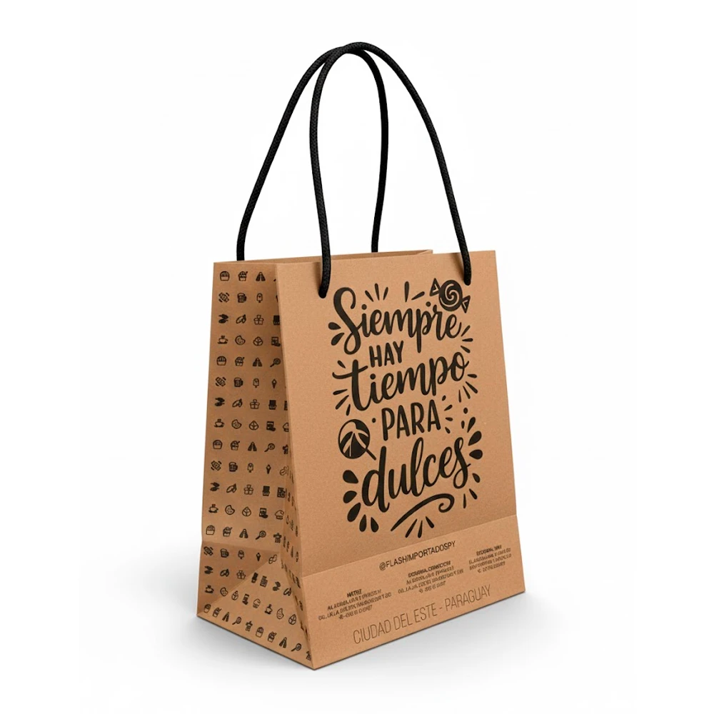 Sacola de Presente Flash de Papel Kraft Pequeno 14X19X09