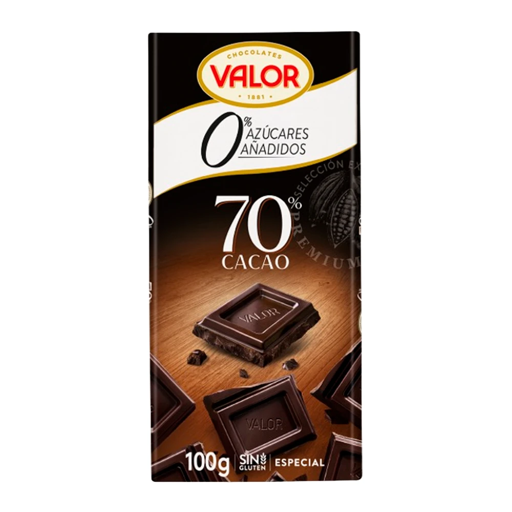 Tableta Chocolate Valor 70% Cacao Sim Açúcar 200G