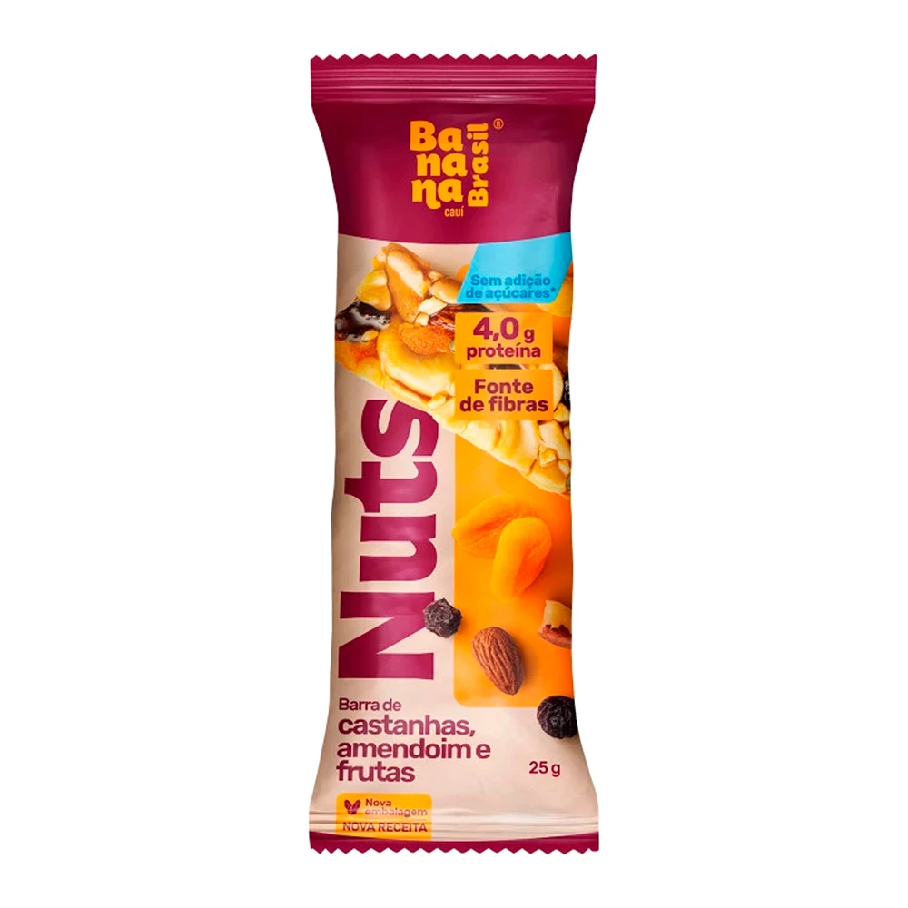 Barra de Castanhas e Amendoim Banana Brasil Mix de Frutas 25G