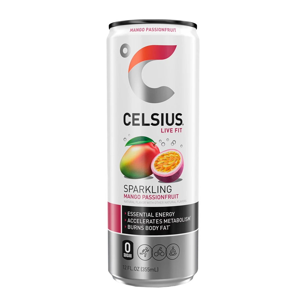 Energético Celsius Sem Açucar Manga e Maracujá Lata 355Ml