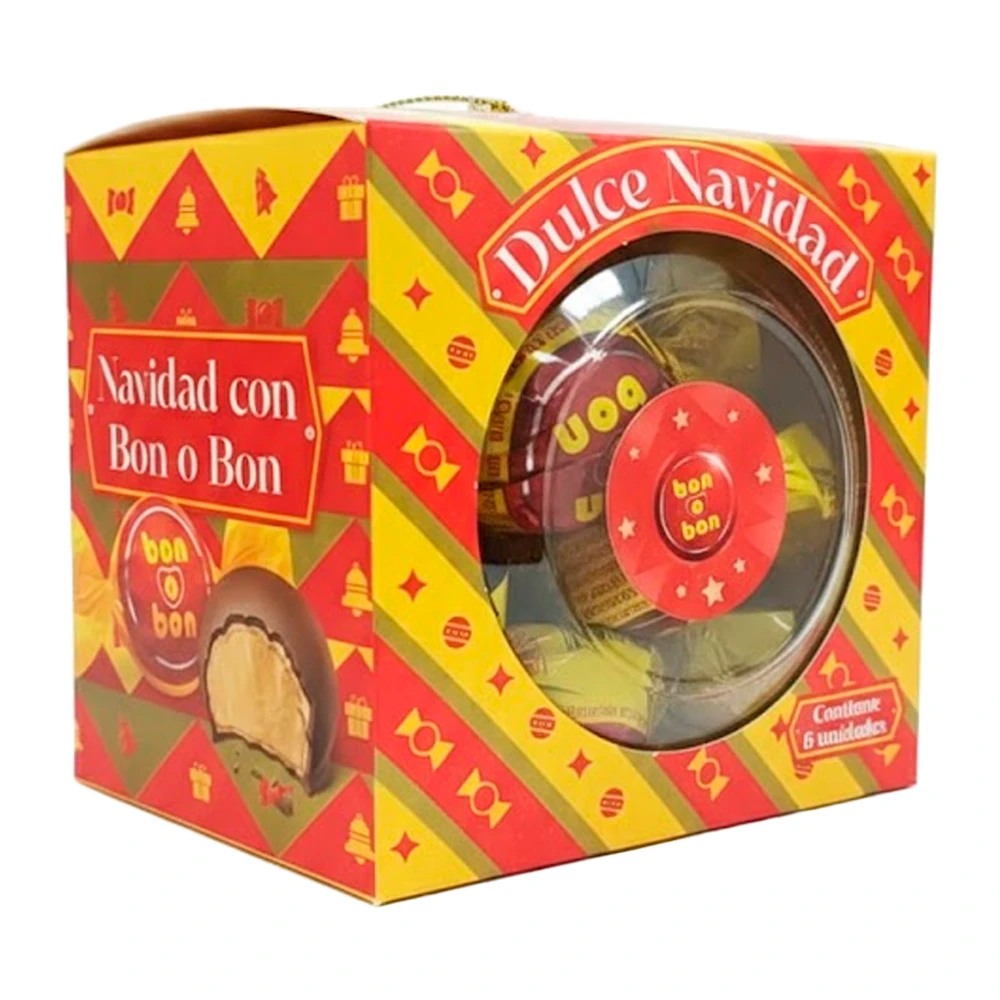 Bombom Arcor Bon o Bon Esfera de Natal Caixa 6 Unidade 90G