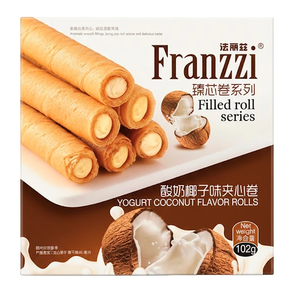 Canudinho Wafer Sunssi Franzzi Recheio Iogurte de Coco Caixa 102G
