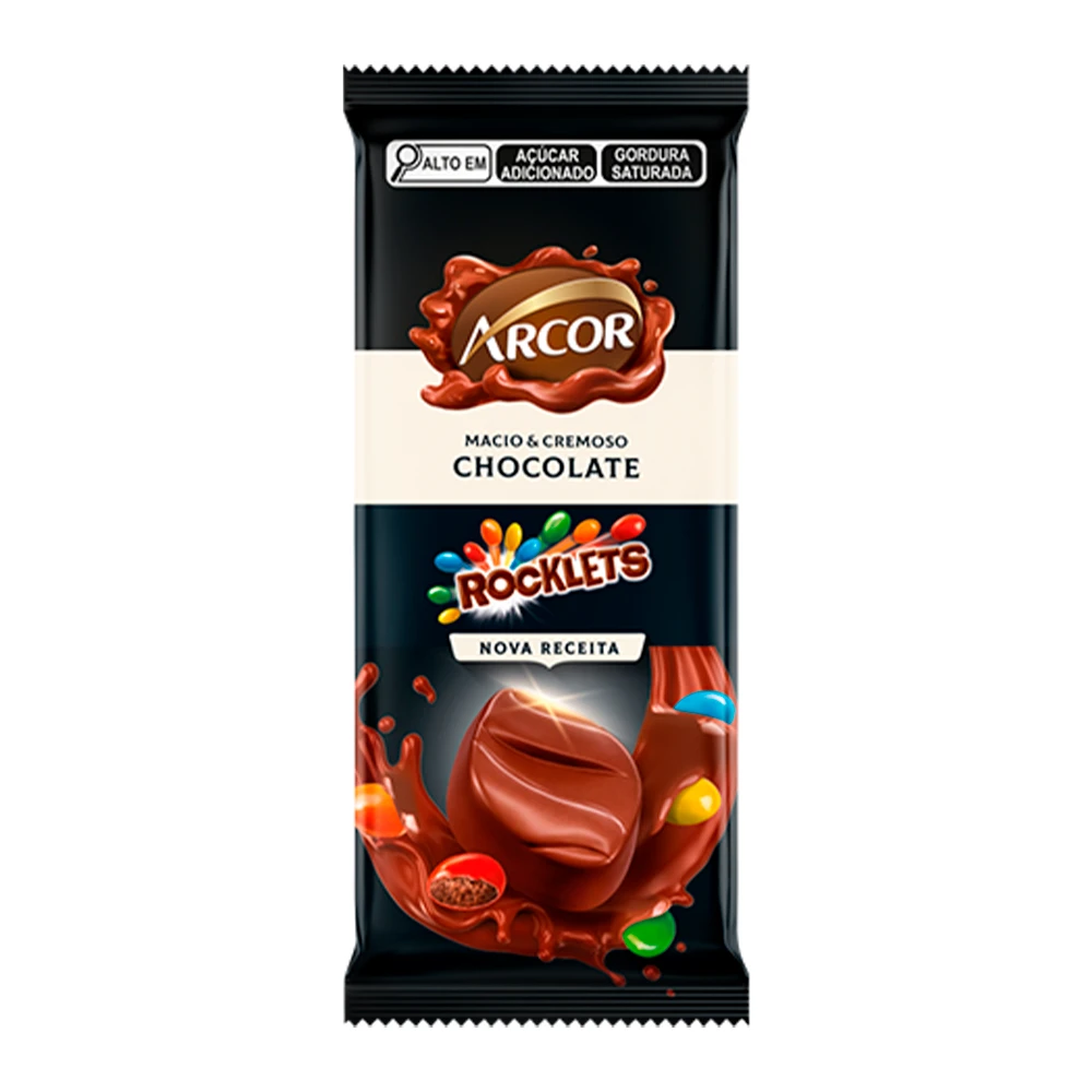 Tableta De Chocolate Arcor Rocklets 80G