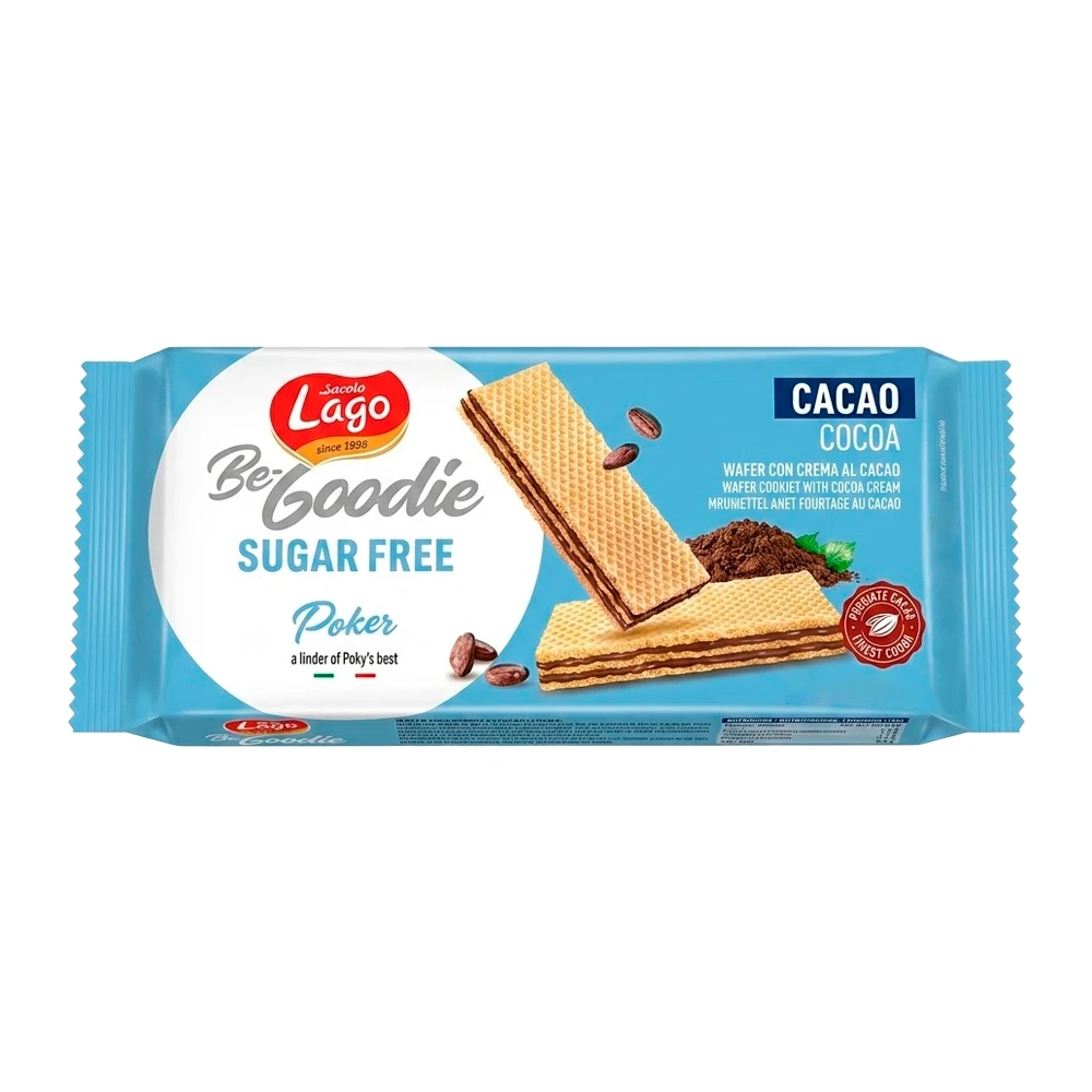 Wafer Gastone Lago Poker Cacau Sem Açucar Pacote 45G
