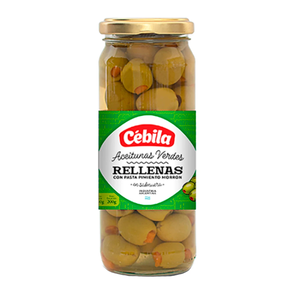 Azeitonas verdes Cebila Recheado De Pimenta Frasco 330G