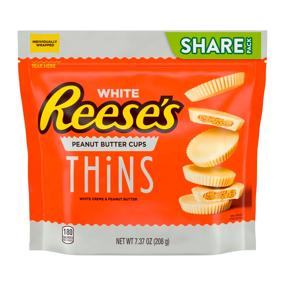 Chocolate Hersheys Reeses Mini Chocolate Branco Recheio Pasta de Amendoim Thins Pacote 208G