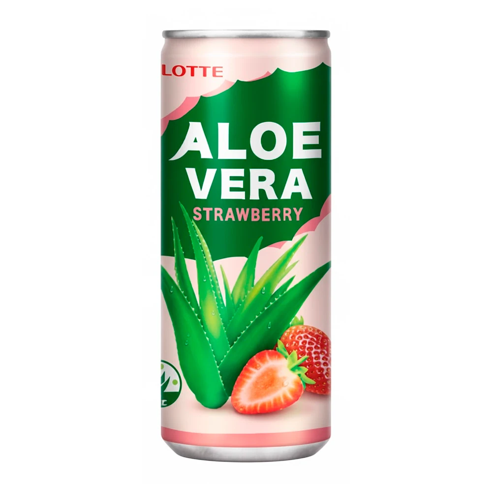 Suco de Morango Com Aloe Vera Lotte Lata 240Ml