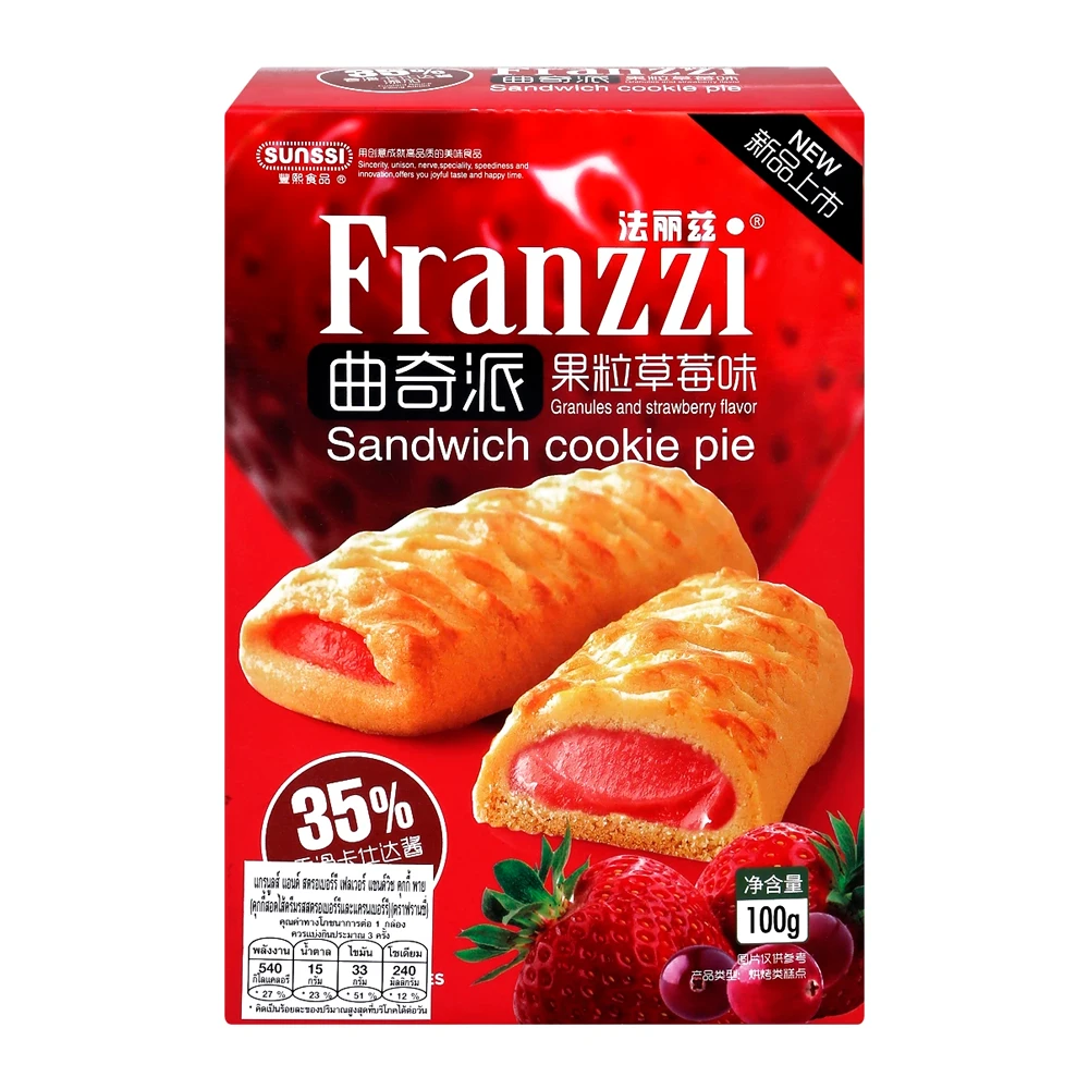Biscoito Sunssi Franzzi Recheio de Morango Caixa 100G