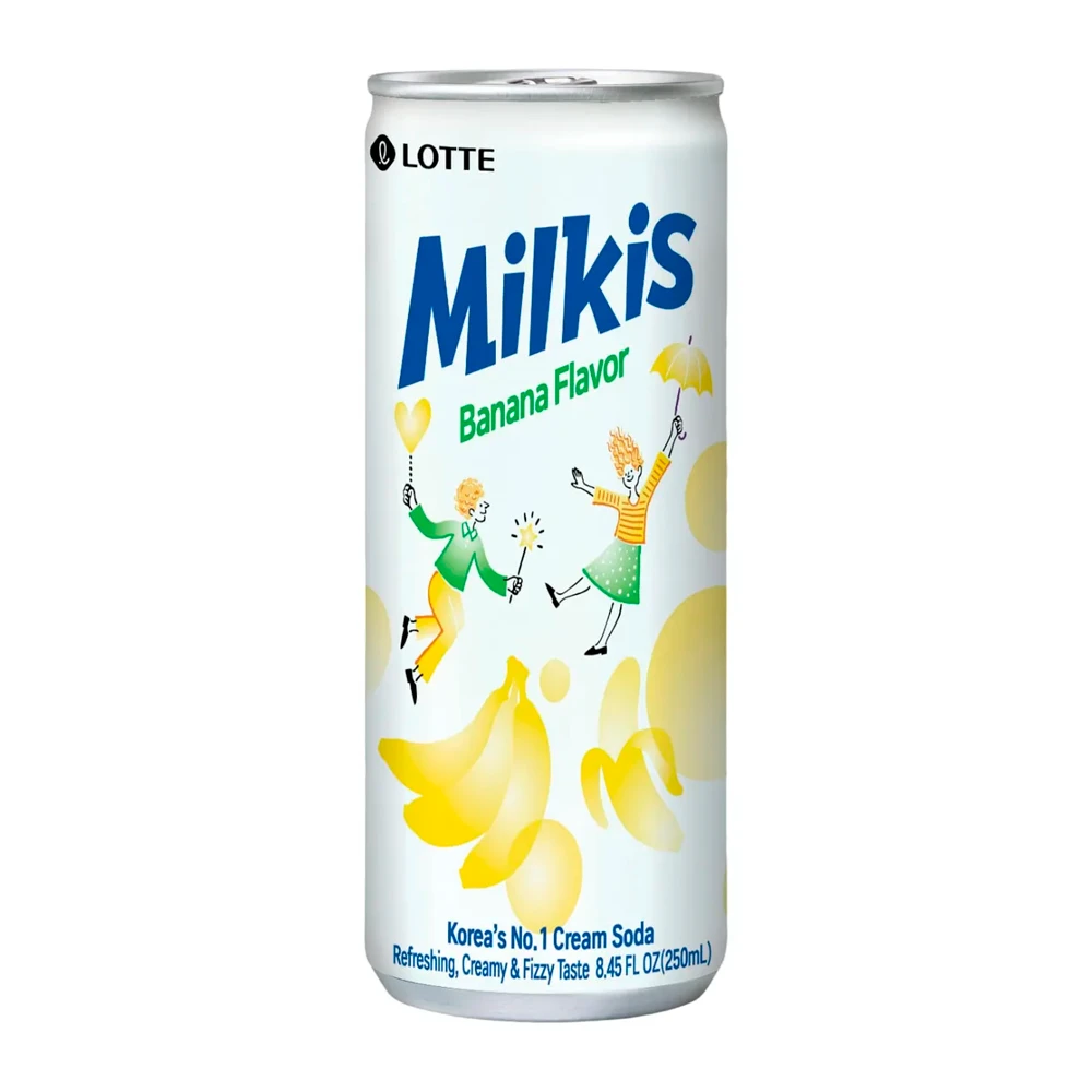 Refrigerante Lotte Milkis Sabor Banana Lata 250Ml