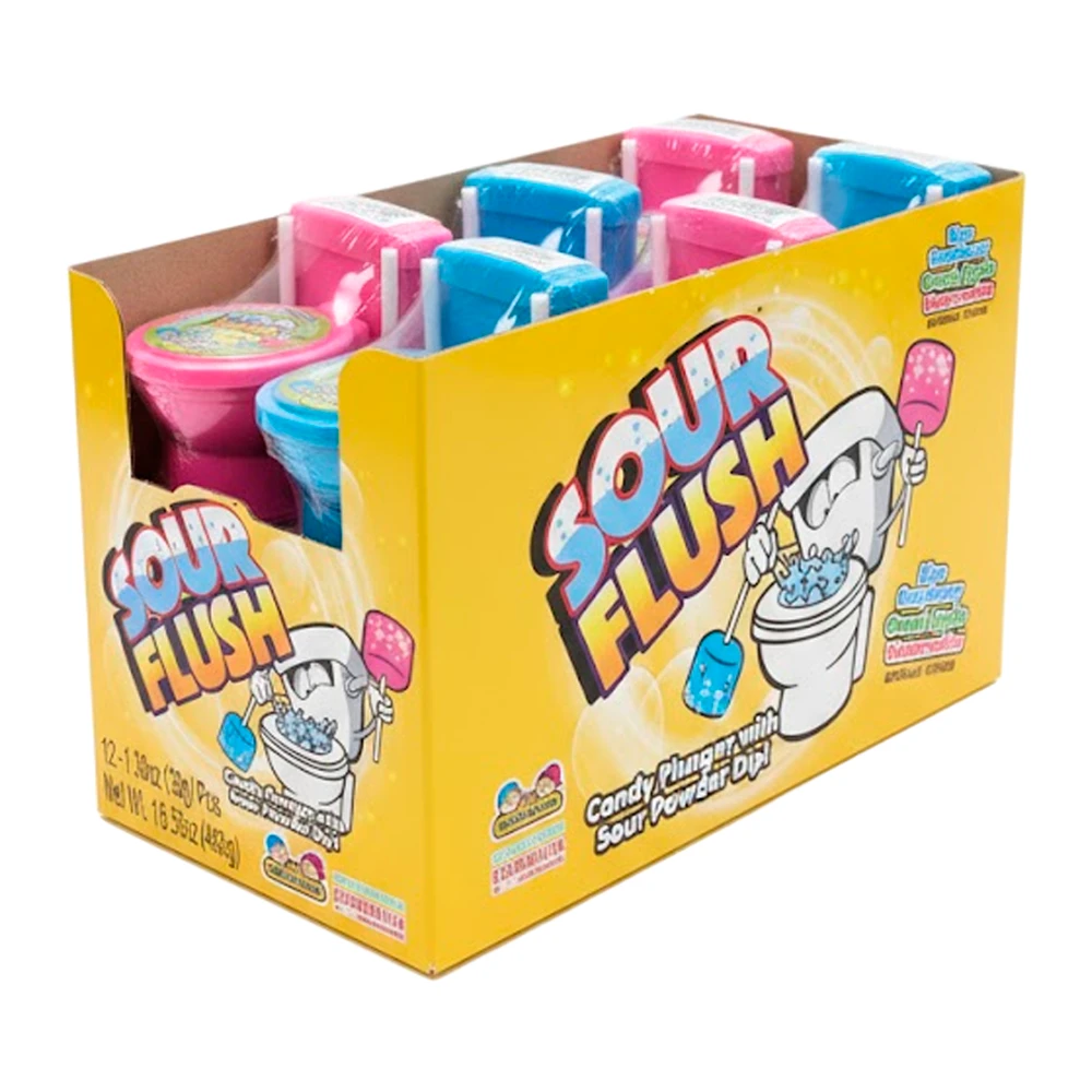 Pirulito Kidsmania Sour Flush Candy Caixa 12X39G