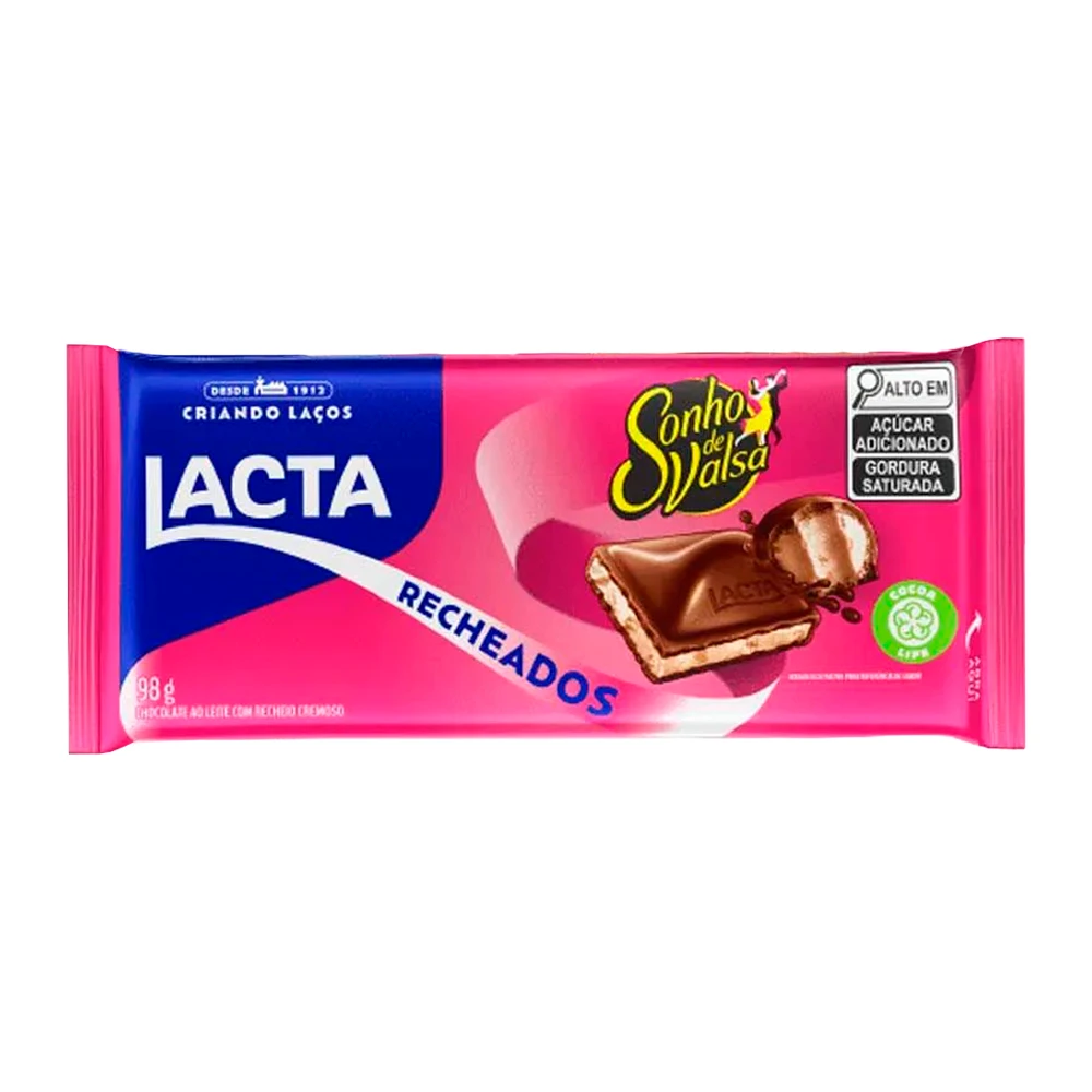 Barra Chocolate Lacta Branco Recheio de Sonho de Valsa 98G