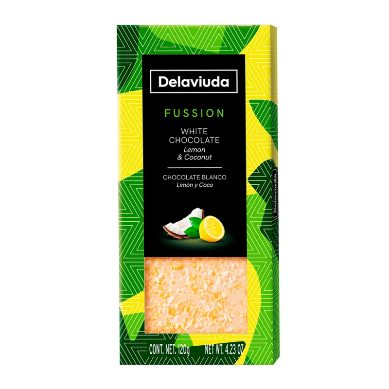 Barra Chocolate Delaviuda Fussion Branco Com Limão e Coco 120G