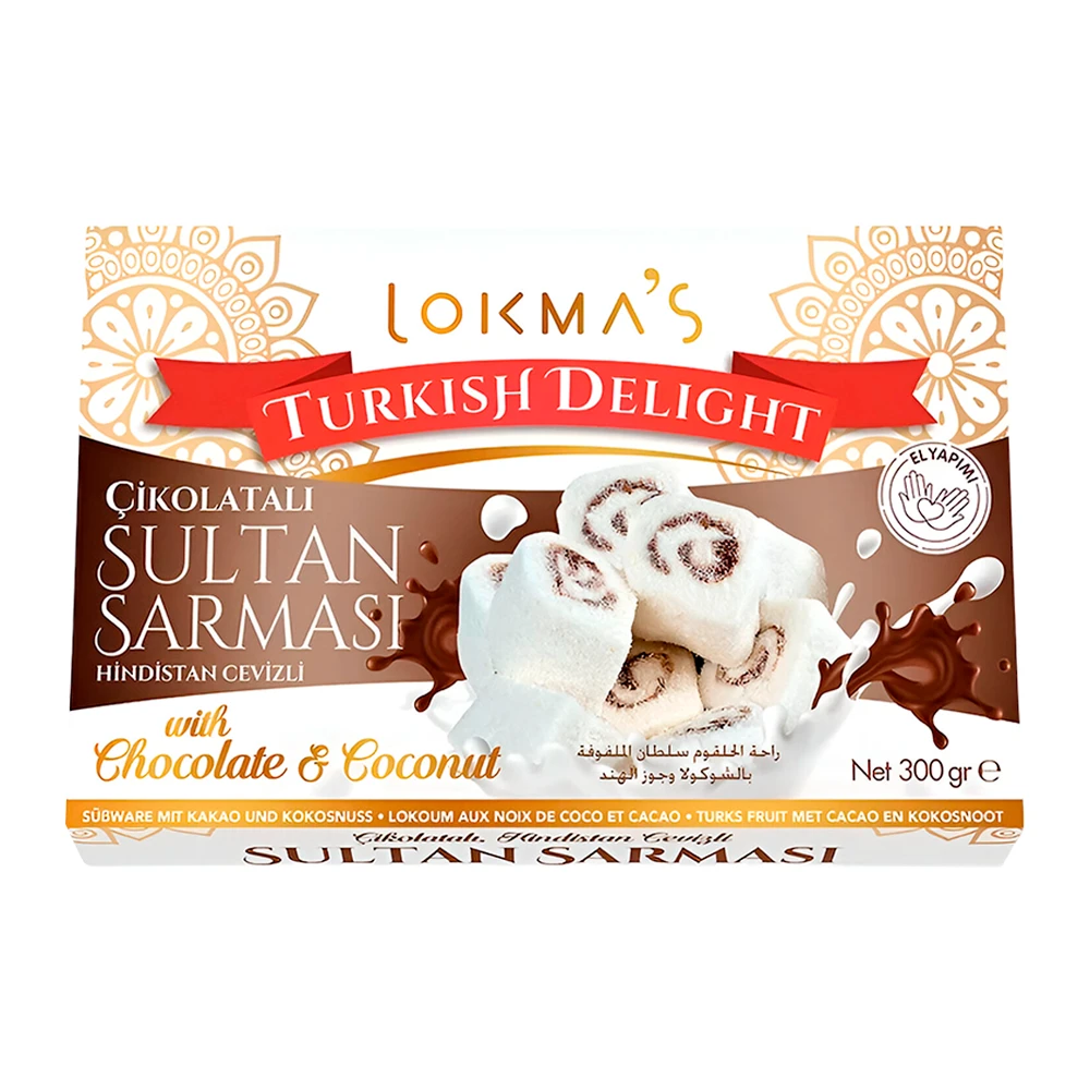 Doce Turco Lokma´s Sultan Sarmasi Chocolate e Coco Caixa 300G