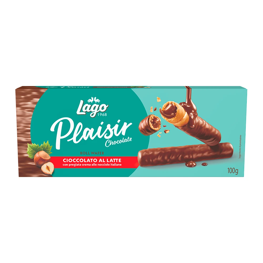 Canudinho Wafer Crocante Lago Plaisir Avelã Caixa 100G