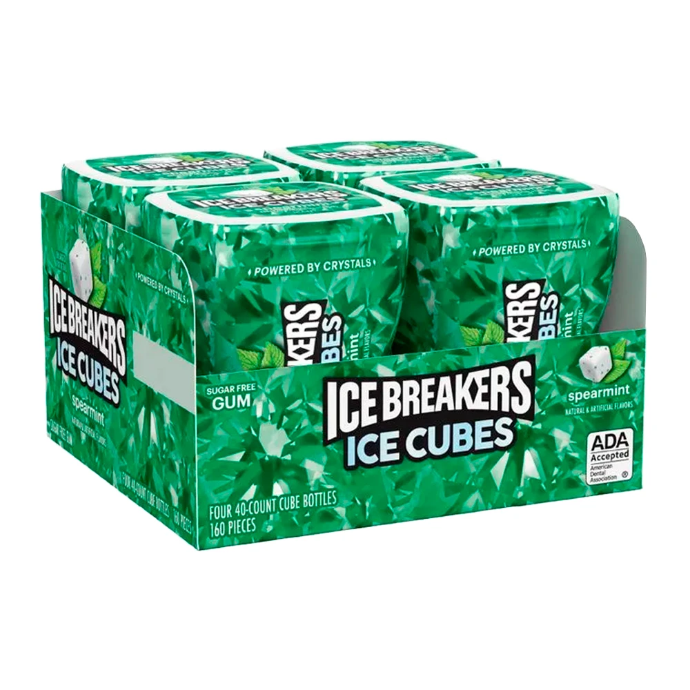 Chiclete Icebreakers Icecube Gum Spearmint Caixa 4X40 Unidades