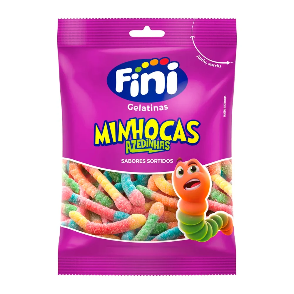 Bala de Gelatina Fini Minhoca Cítrica 80G