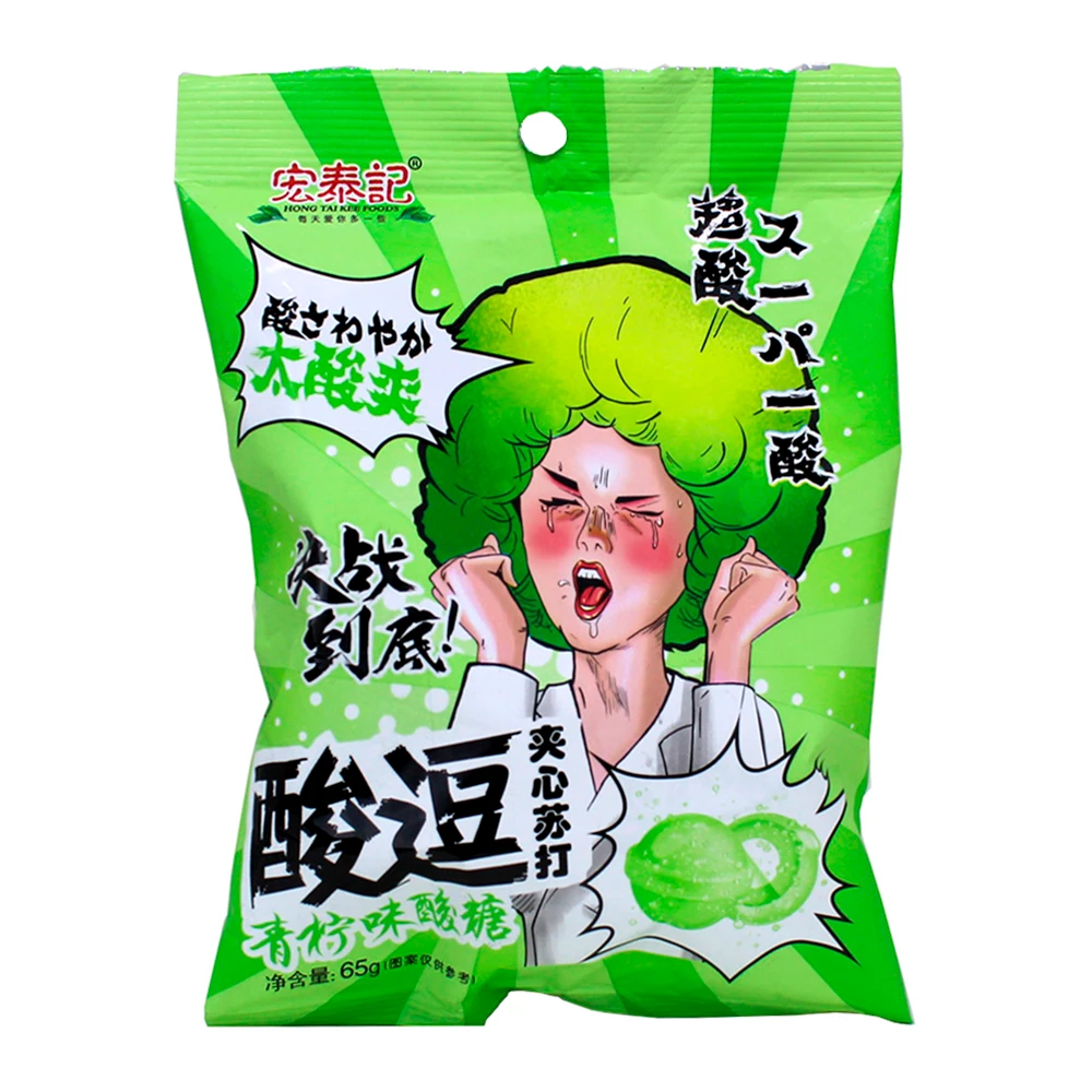 Bala Hongtaiji Ácido Extremo Sabor Limão Pacote 50G
