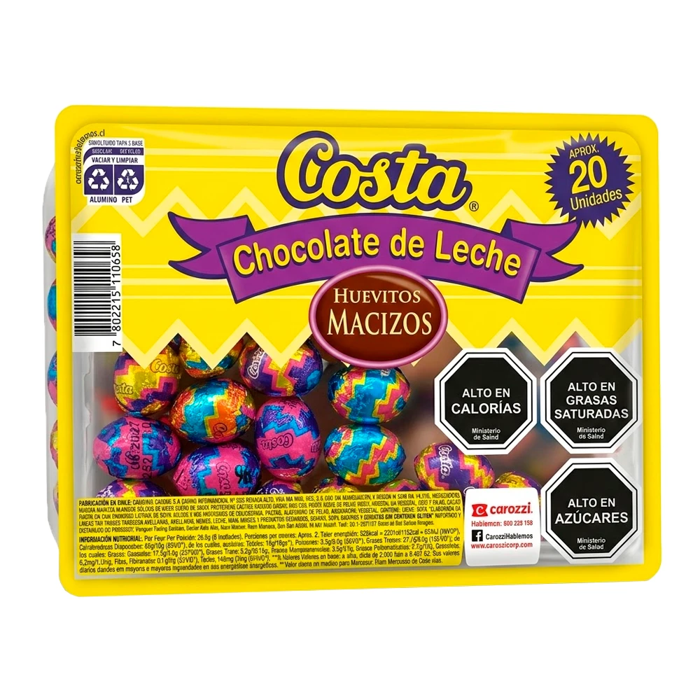 Mini Ovos Chocolate Maciço 20 Und Pascoa 96G Costa