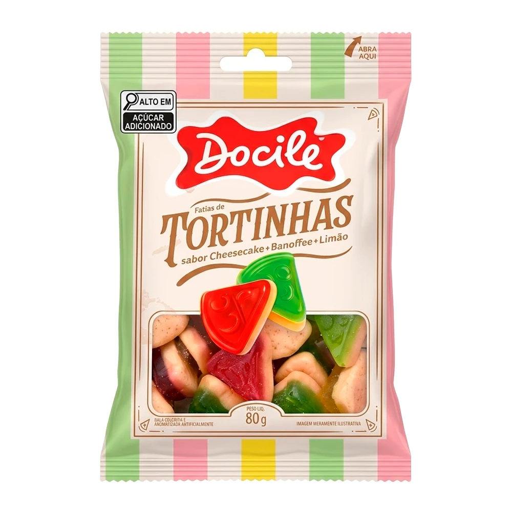 Bala de Gelatina Docile Tortinhas Pacote 80G