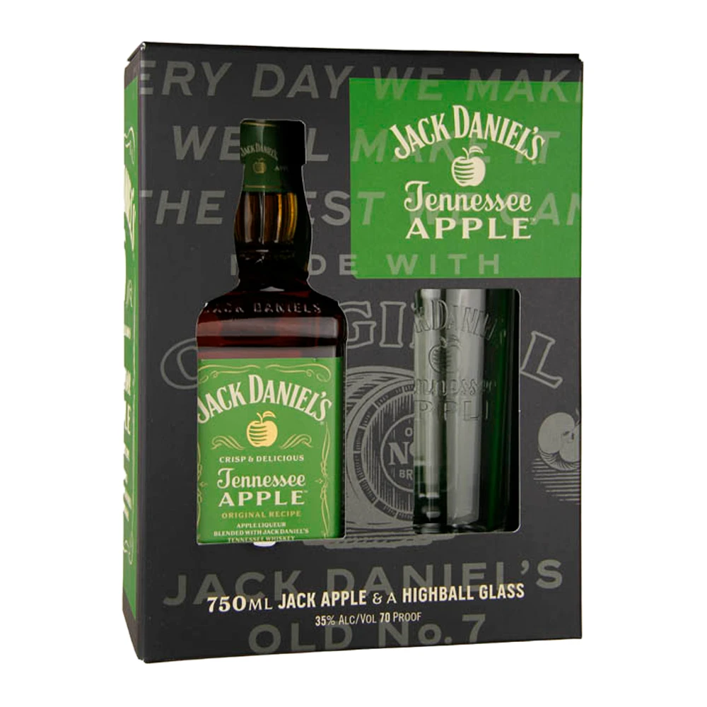 Kit Whiskey Jack Daniels Apple 1 Garrafa + Copo