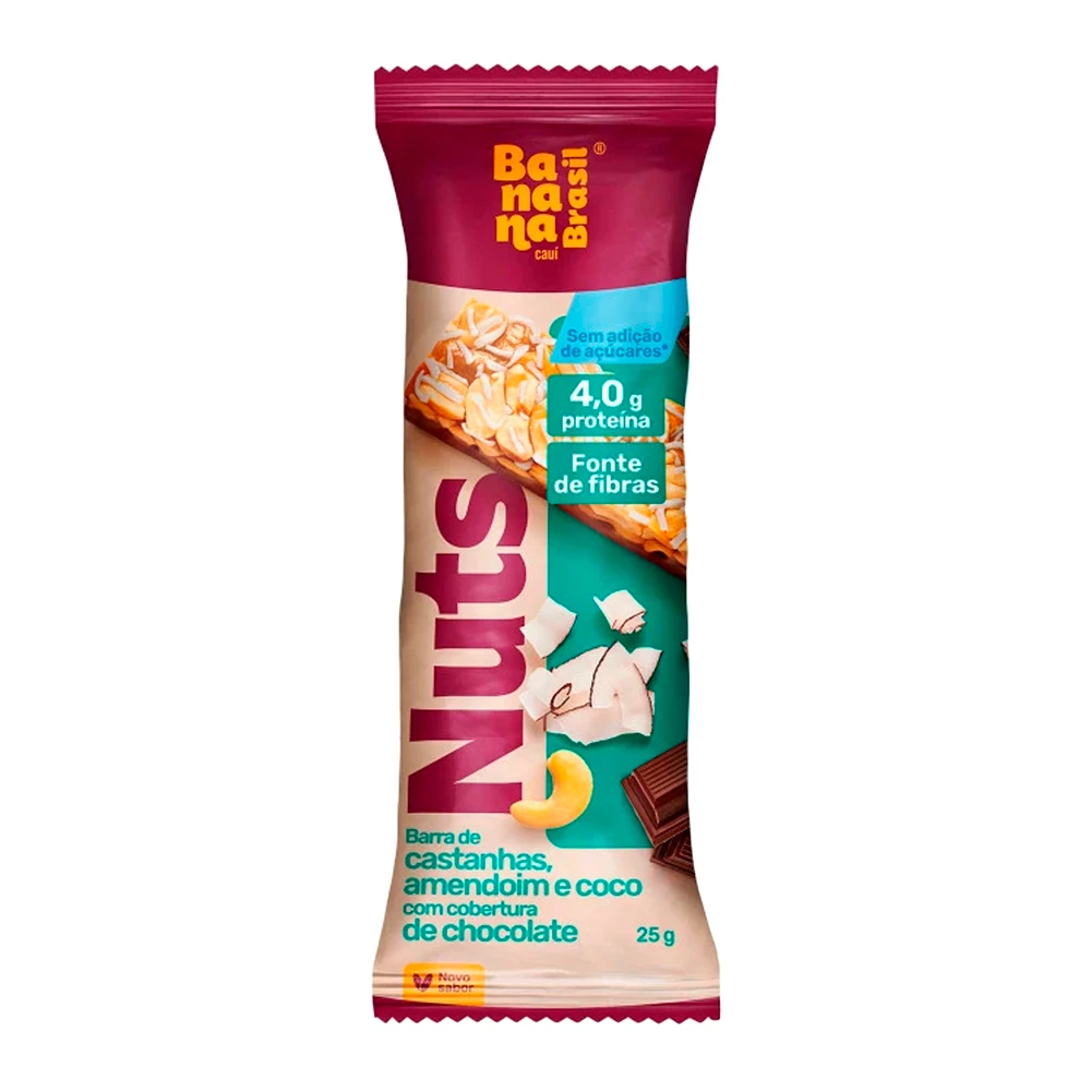 Barra de Castanhas e Amendoim Banana Brasil Coco 25G