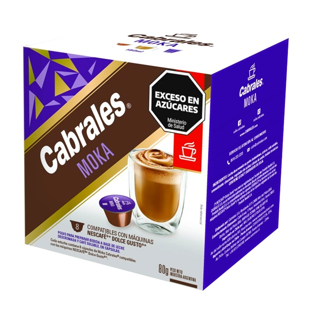 Cápsulas de Café Cabrales Moka Para Máquina Dolce Gusto Com 8 Unidades