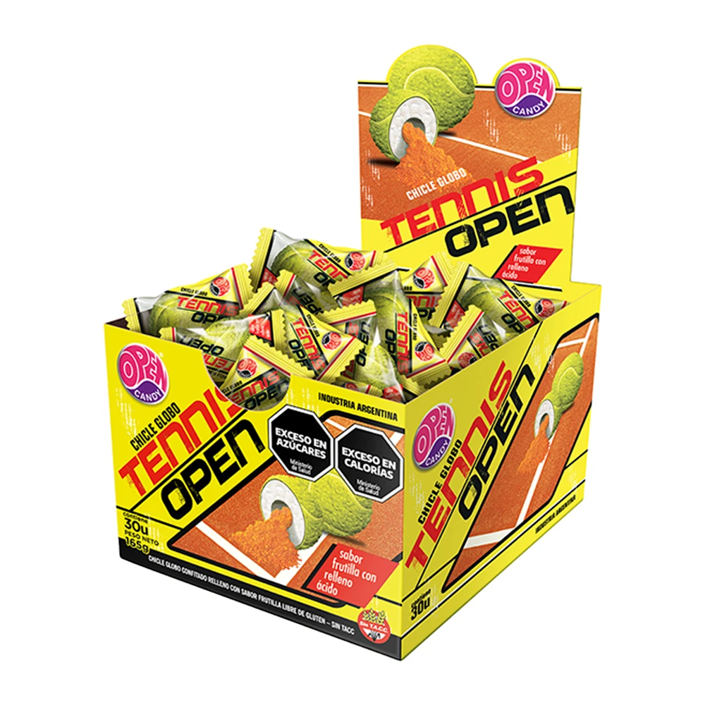Chiclete Open Tennis Sabor Morango Ácido Caixa 165G