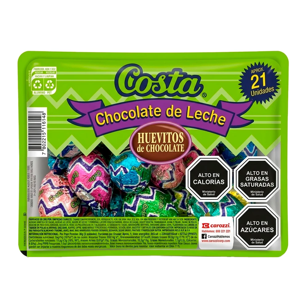 Mini Ovos de Chocolate Bandeja 21 Und Pascoa 210G Costa