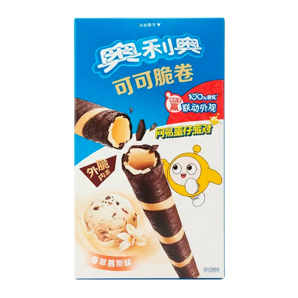 Canudo De Wafer Roll Oreo Sabor Mouse Baunilha Caixa 54G