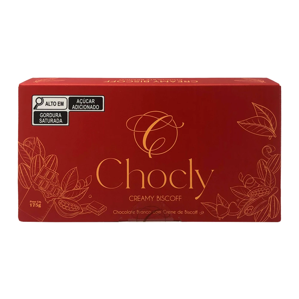 Barra Chocolate Dubai Chocly Branco Recheio Pasta Lotus 175G