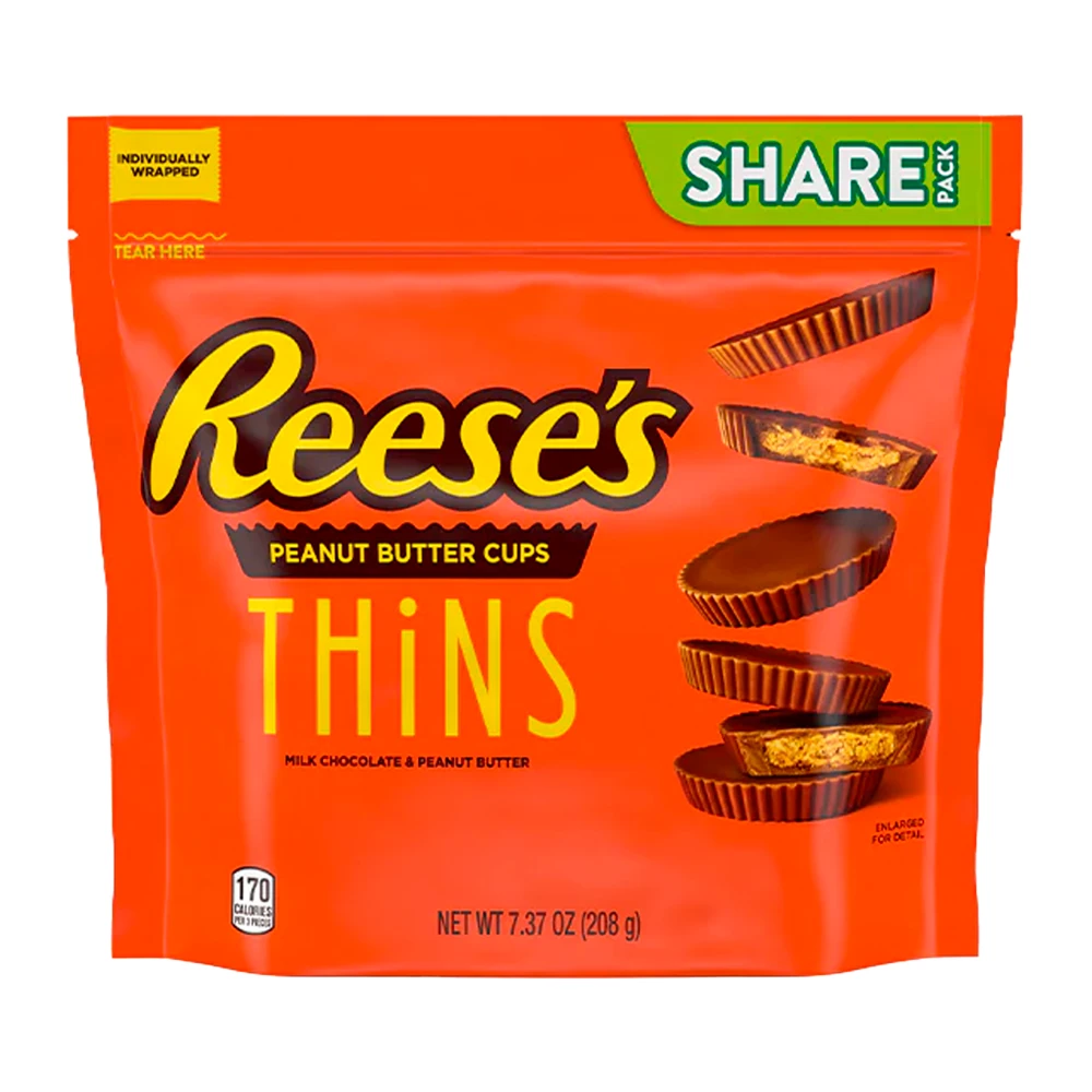 Chocolate Hersheys Reeses Peanut Thins Pacote 208G