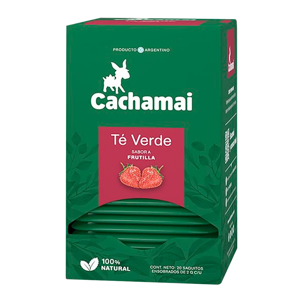 Chá Cachamai Verde Com Morango Caixa X20