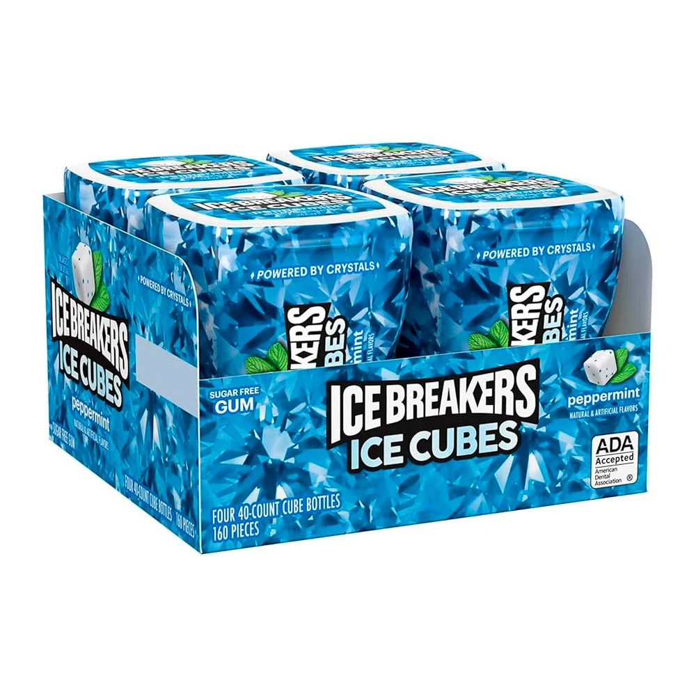 Chiclete Icebreakers Icecube Gum Pepermint 4X40 Unidades