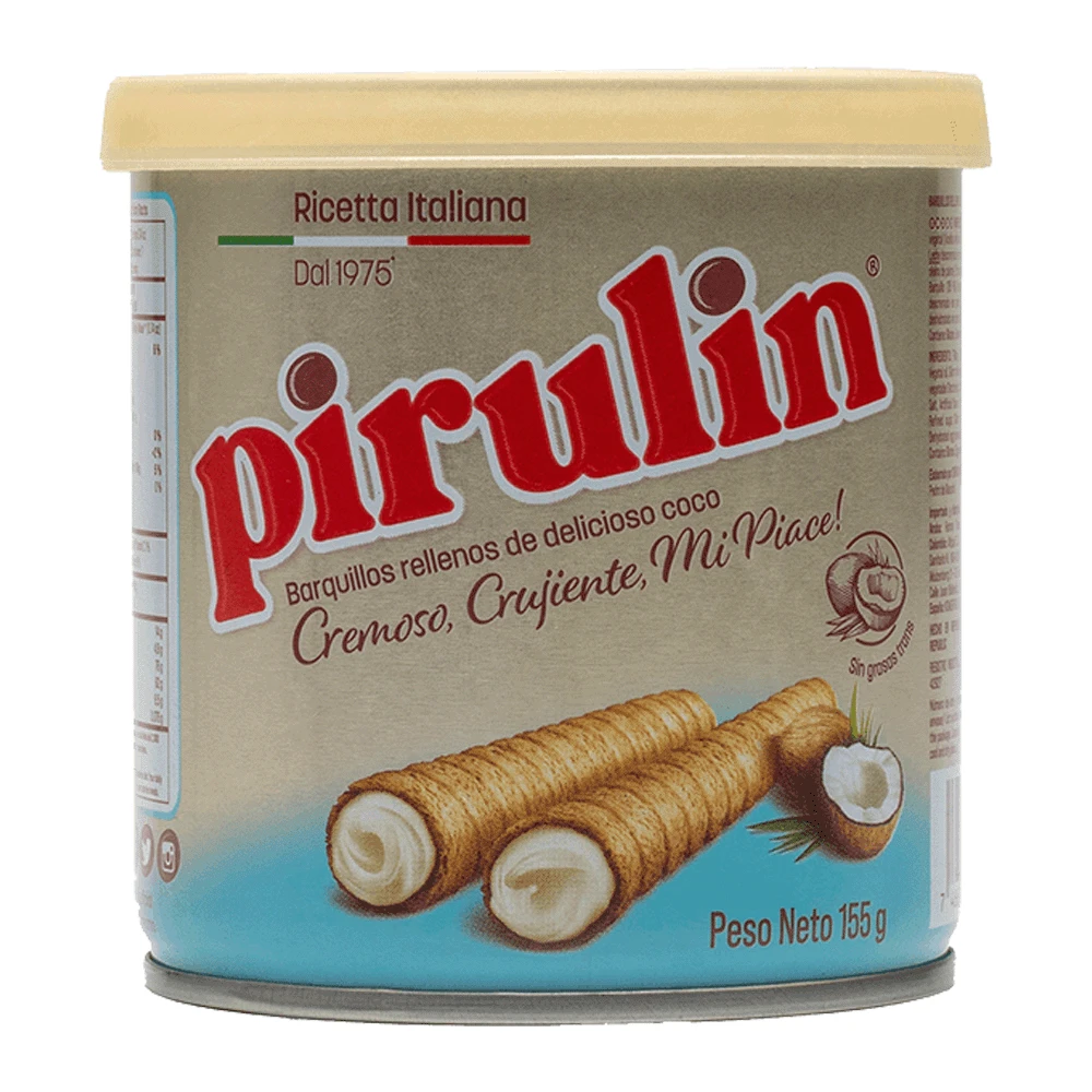 Canudinho Wafer Crocante Pirulin Coco Lata 155G