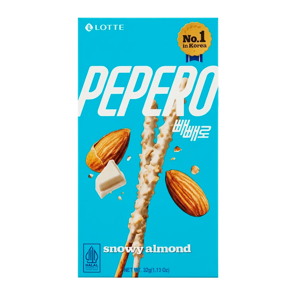 Palitinhos Lotte Pepero Cobertura Chocolate Branco e Amêndoas Caixa 32G