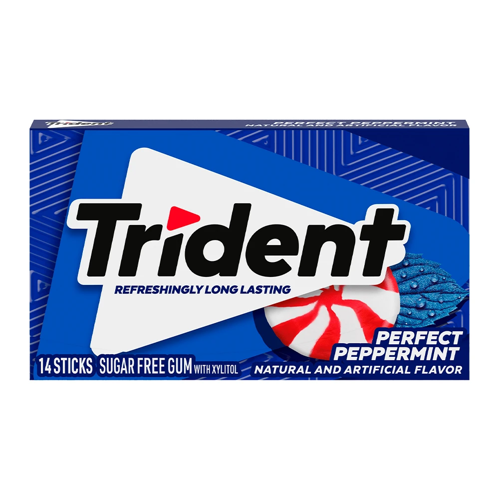 Chicletes Trident Americano Perfect Peppermint Sem Açúcar 14 Sticks Caixa 30G