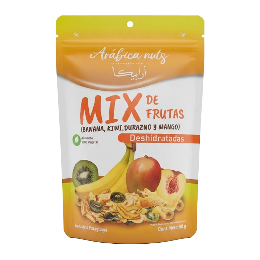 Snack Arabica Nuts Mix de Frutas Banana, Kiwi, Pêssego Pacote 50G
