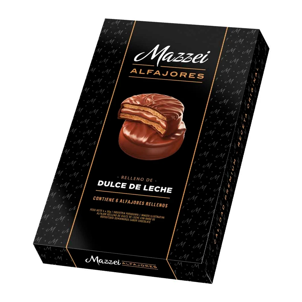Alfajor Mazzei Premium Preto Recheio Doce de Leite Caixa 6X50G