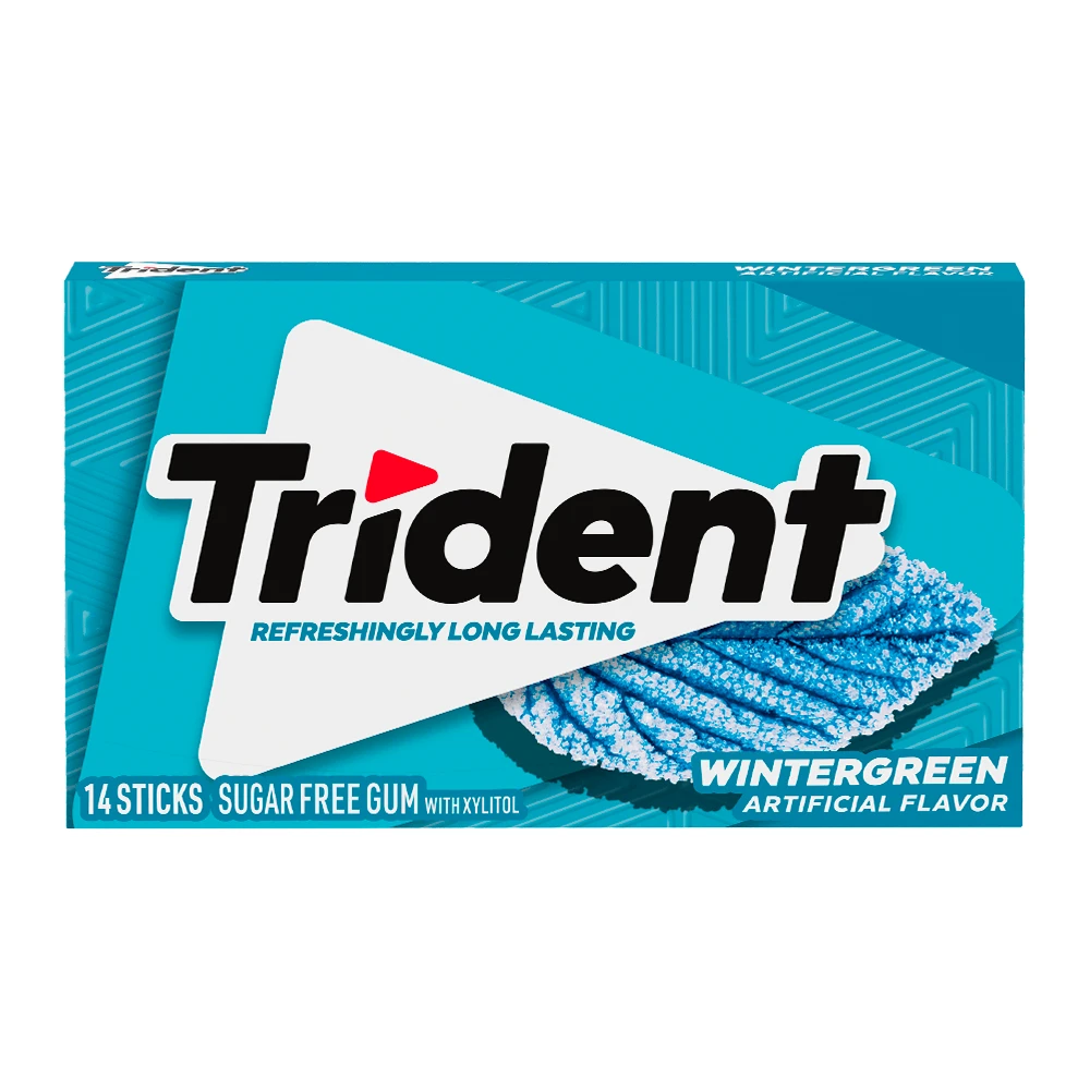 Chicletes Trident Americano Wintergreen Sem Açúcar 14 Sticks Caixa 30G
